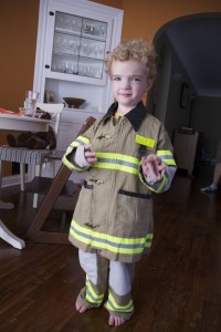 Firefighter duds--Thanks Grandma Beverly!